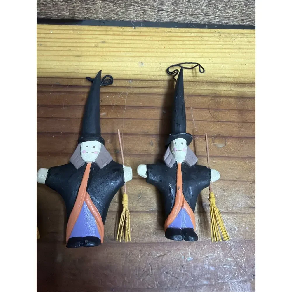 Midwest Canyon Falls folk art witch broom Halloween ornaments Set Of 3